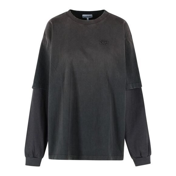 Ganni Gray Cotton T-Shirt Women - Picture 1 of 3